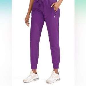 Women's Purple Jogger with Zipper Pockets & Tapered